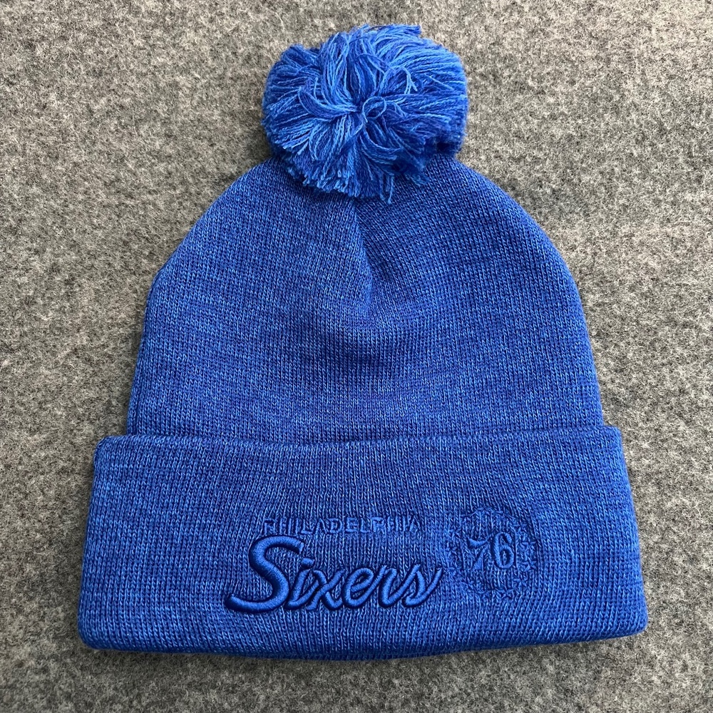 MITCHELL & NESS 2019 Philadelphia 76ers HWC Blue Beanie Hat NWT NBA